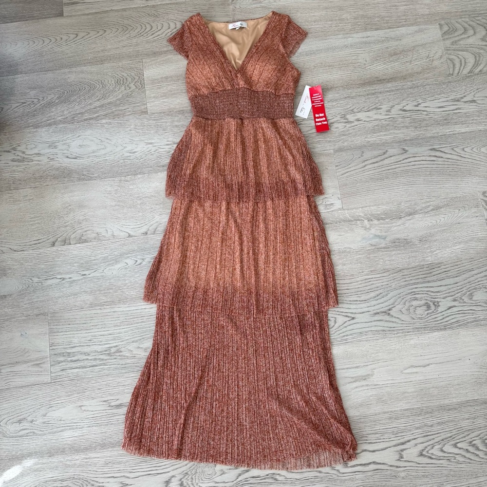 Long Tiered Floral Print Dress, NWT